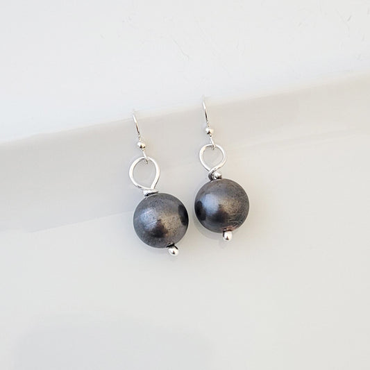 Charcoal Disco Ball Drop - Earrings