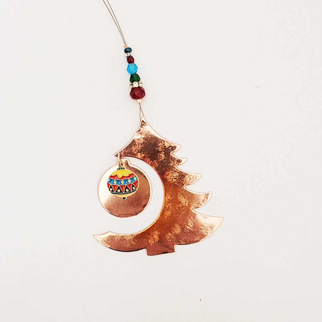 Cheerful Christmas Tree - Copper Holiday Ornament