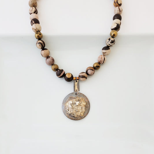 Mocha Zebra Medallion - One of a Kind - Necklace