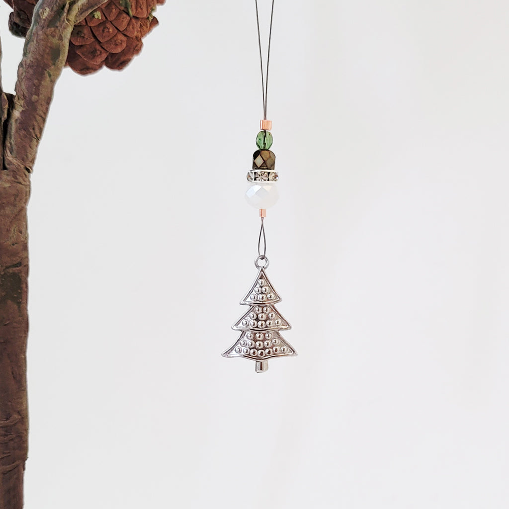 Christmas Tree Silver Dotted - Mini Ornament
