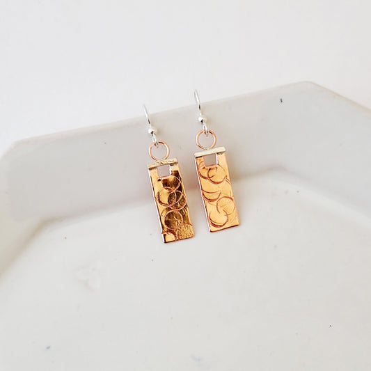 Circle Architecture - Handmade Copper & Sterling Earrings