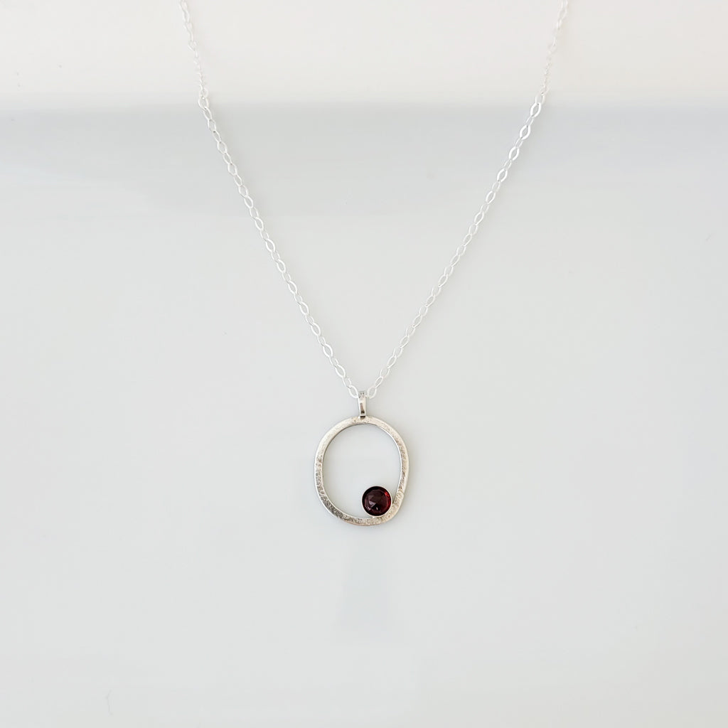 Circle Within with Garnet - Necklace