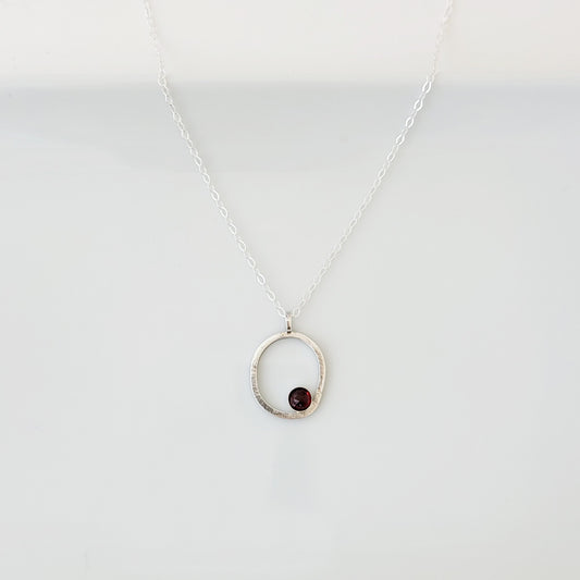 Circle Within with Garnet - Necklace