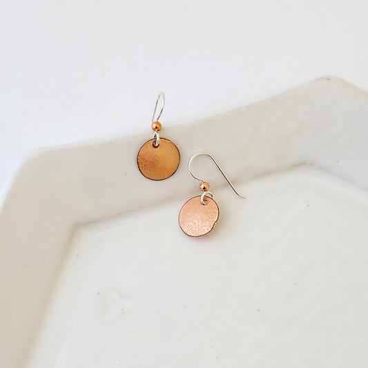 Color Drop in Blush - Handmade Copper Earrings