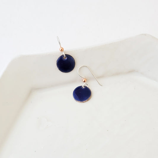 Color Drop in Cobalt Blue - Handmade Copper Earrings