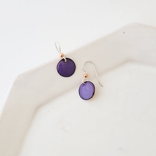 Color Drop in Lilac - Handmade Copper Earrings