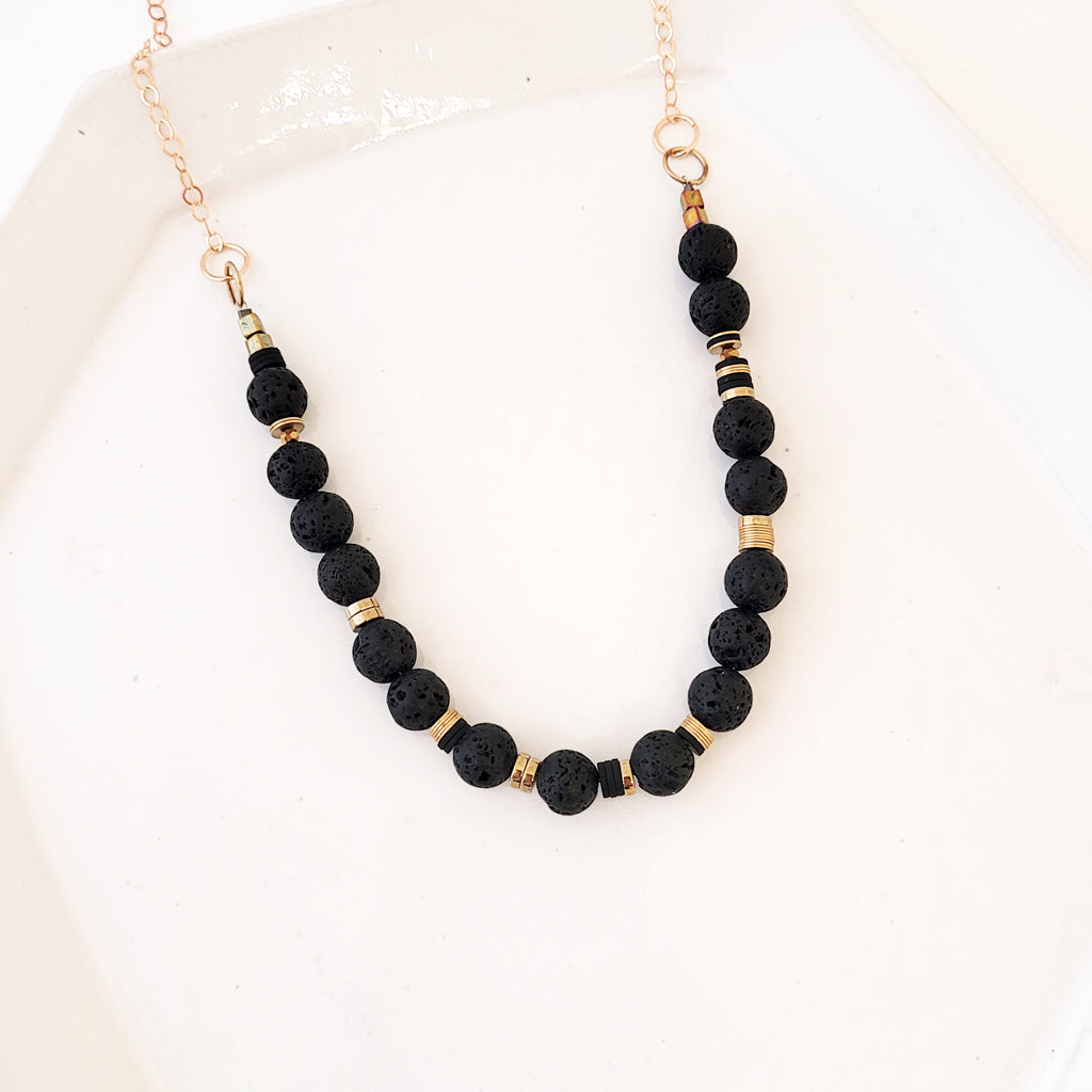 Color Stories in Black and Gold I - One of a Kind Beaded Necklace