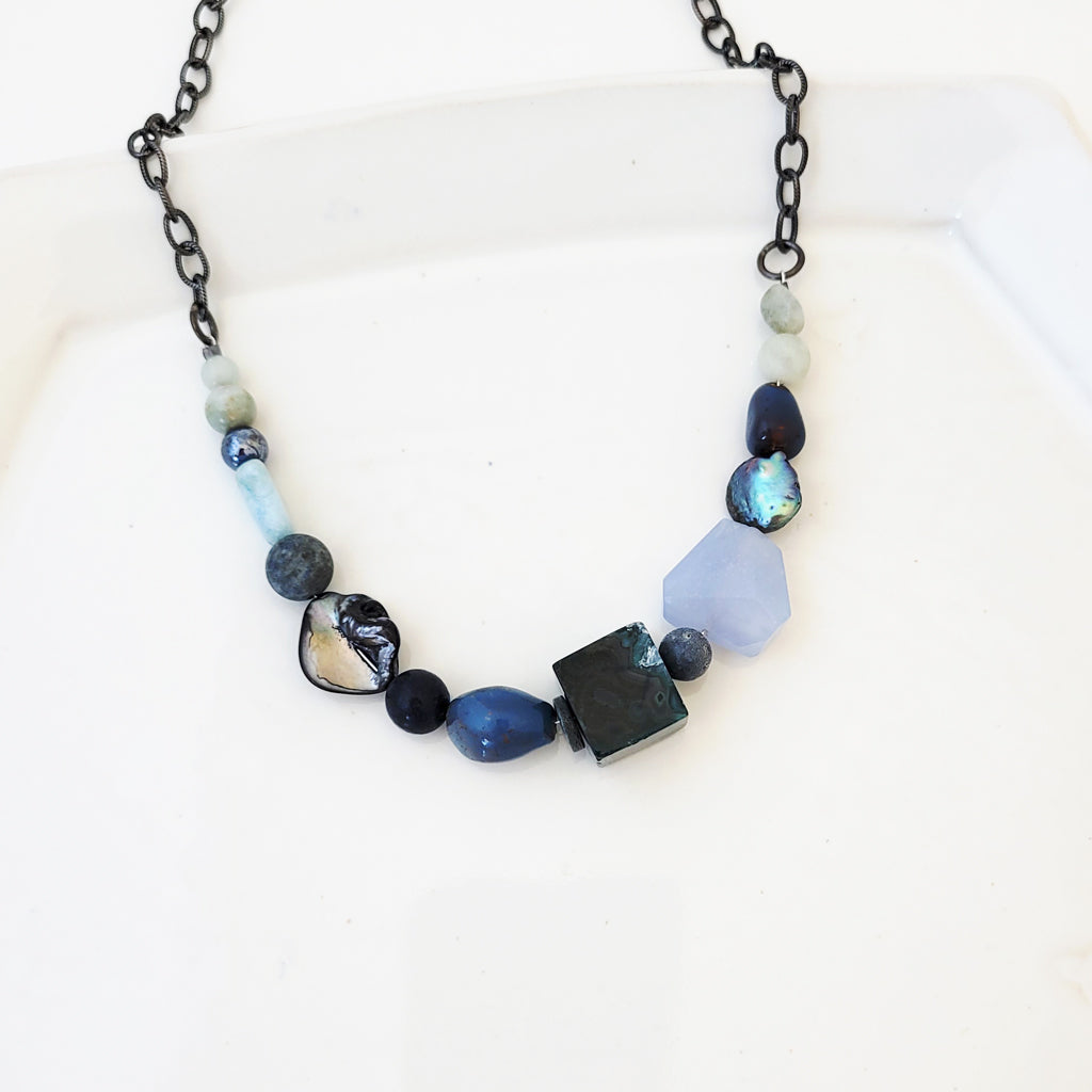 Color Stories in Blues I - One of a Kind Beaded Necklace