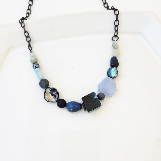 Color Stories in Blues I - One of a Kind Beaded Necklace