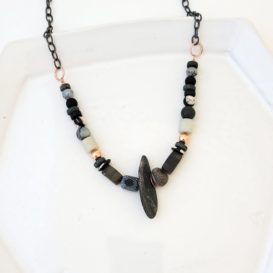 Color Stories in Earthy Grays I - One of a Kind Beaded Necklace