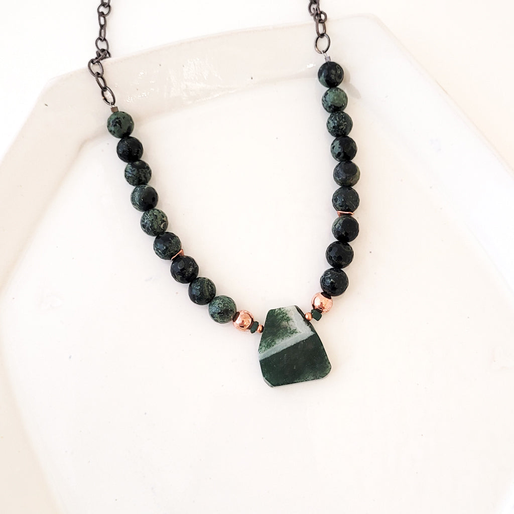 Color Stories in Forest Green I - One of a Kind Beaded Necklace