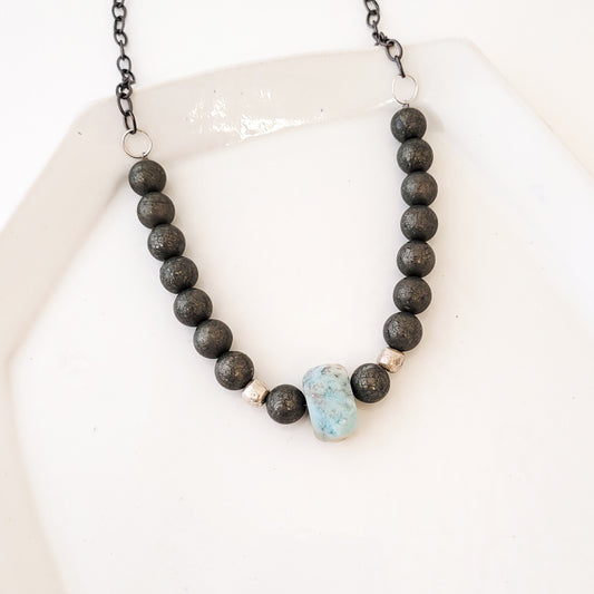 Color Stories in Metallic Olive Green I - One of a Kind Beaded Necklace