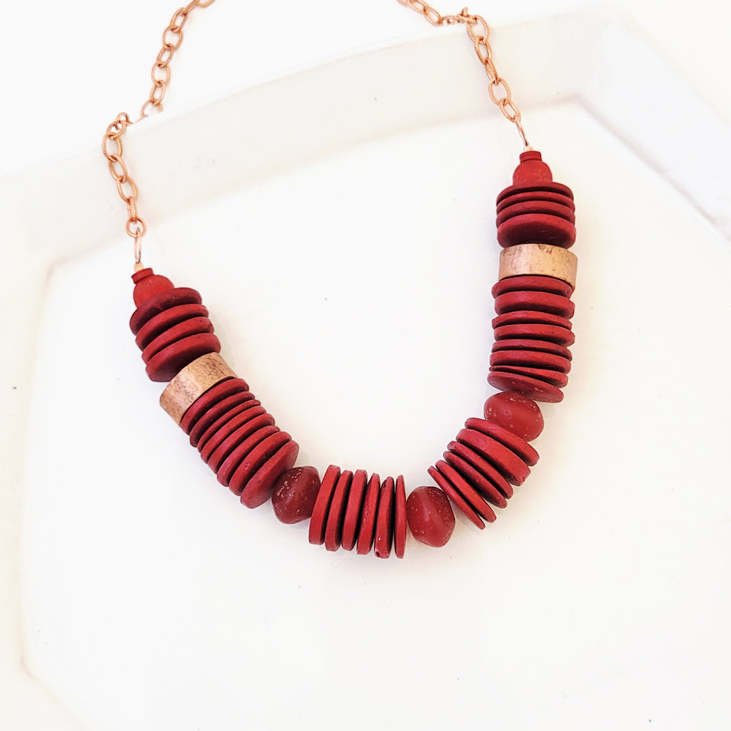 Color Stories in Reds I - One of a Kind Beaded Necklace