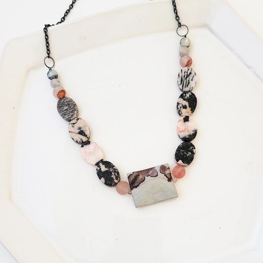 Color Stories in Rose and Grays I - One of a Kind Beaded Necklace