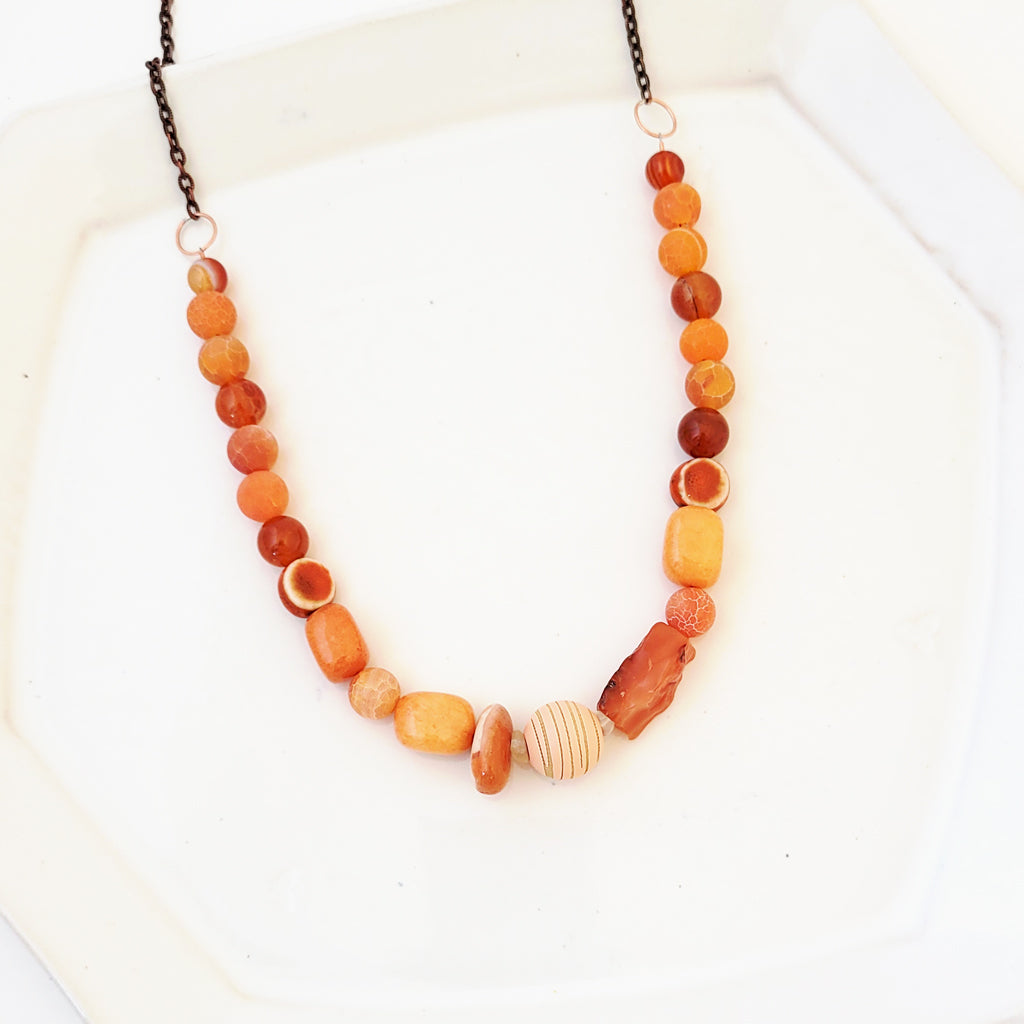 Color Stories in Tangerine I - One of a Kind Beaded Necklace