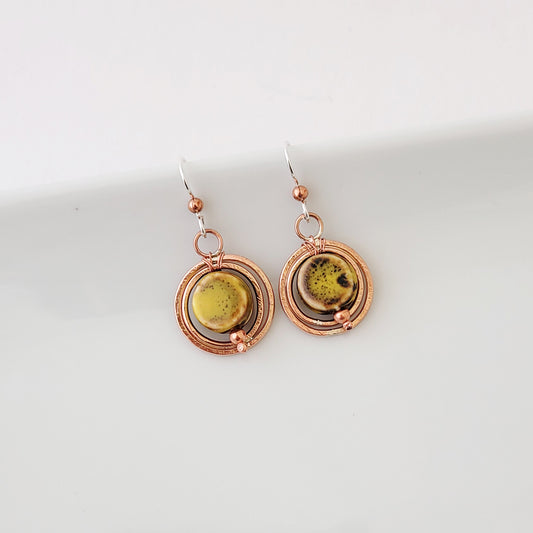 Colors Connected in Muted Lime Green - One of a Kind - Earrings