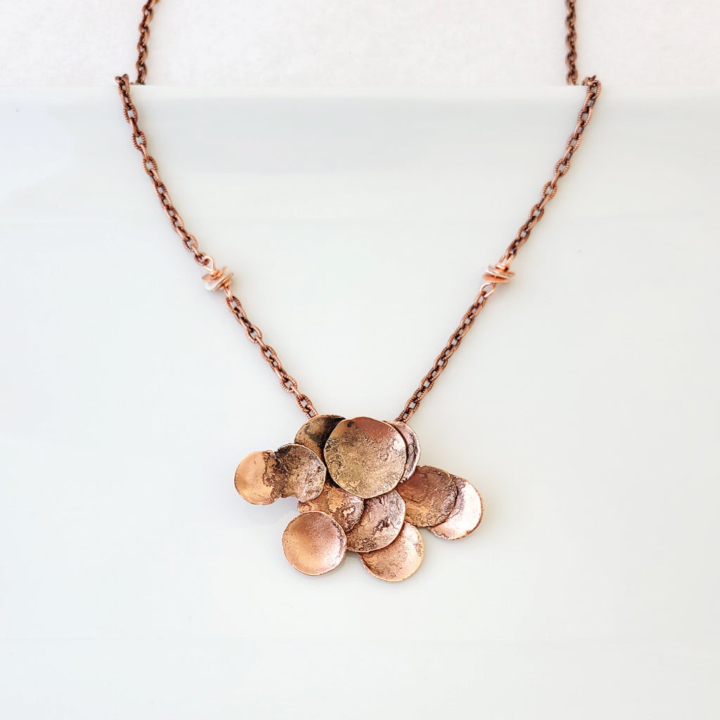 Contemporary Sculpture in Copper Circles - One of a Kind - Necklace