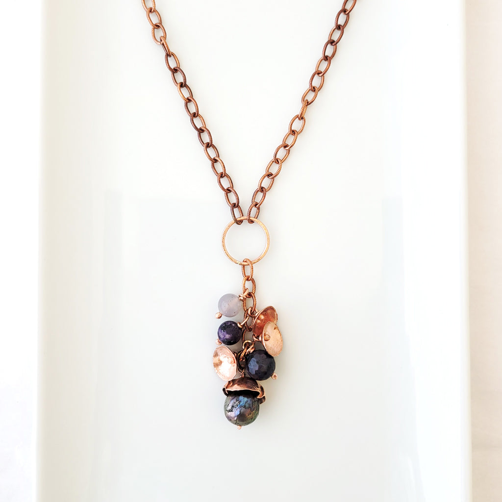 Copper Cascade in Plums - Necklace