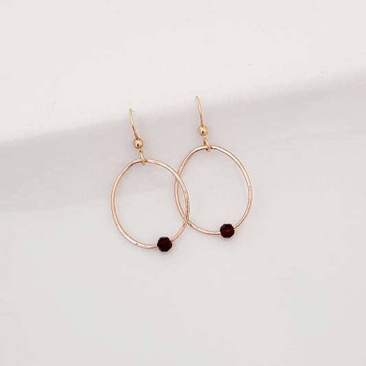 Delicate Color Drop in Red and Bronze - Earrings