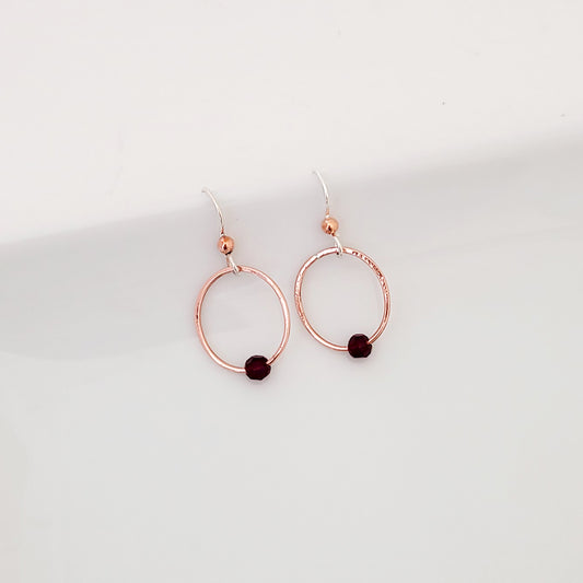 Delicate Color Drop in Red and Copper - Earrings