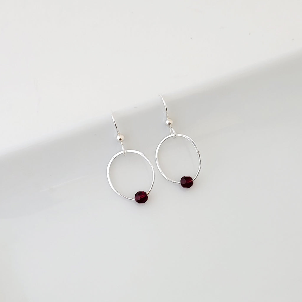 Delicate Color Drop in Red and Sterling - Earrings