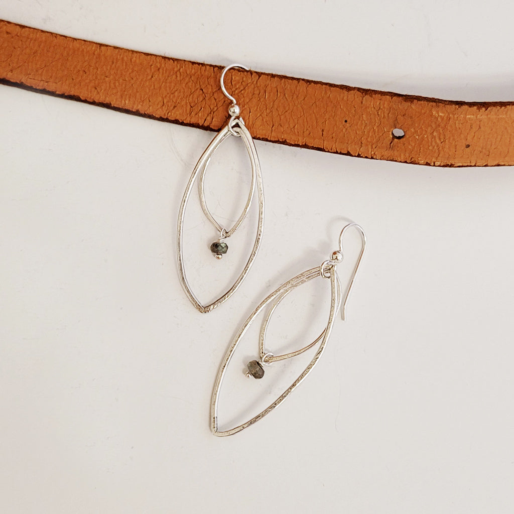 Double Leaf in Sterling with Labradorite - Earrings