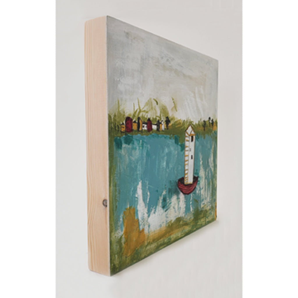 Drifting Home – Mixed Media Wall Art | Wood Panel Base