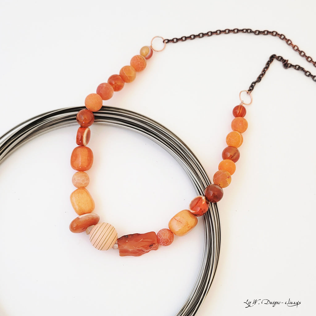 Color Stories in Tangerine I - One of a Kind Beaded Necklace