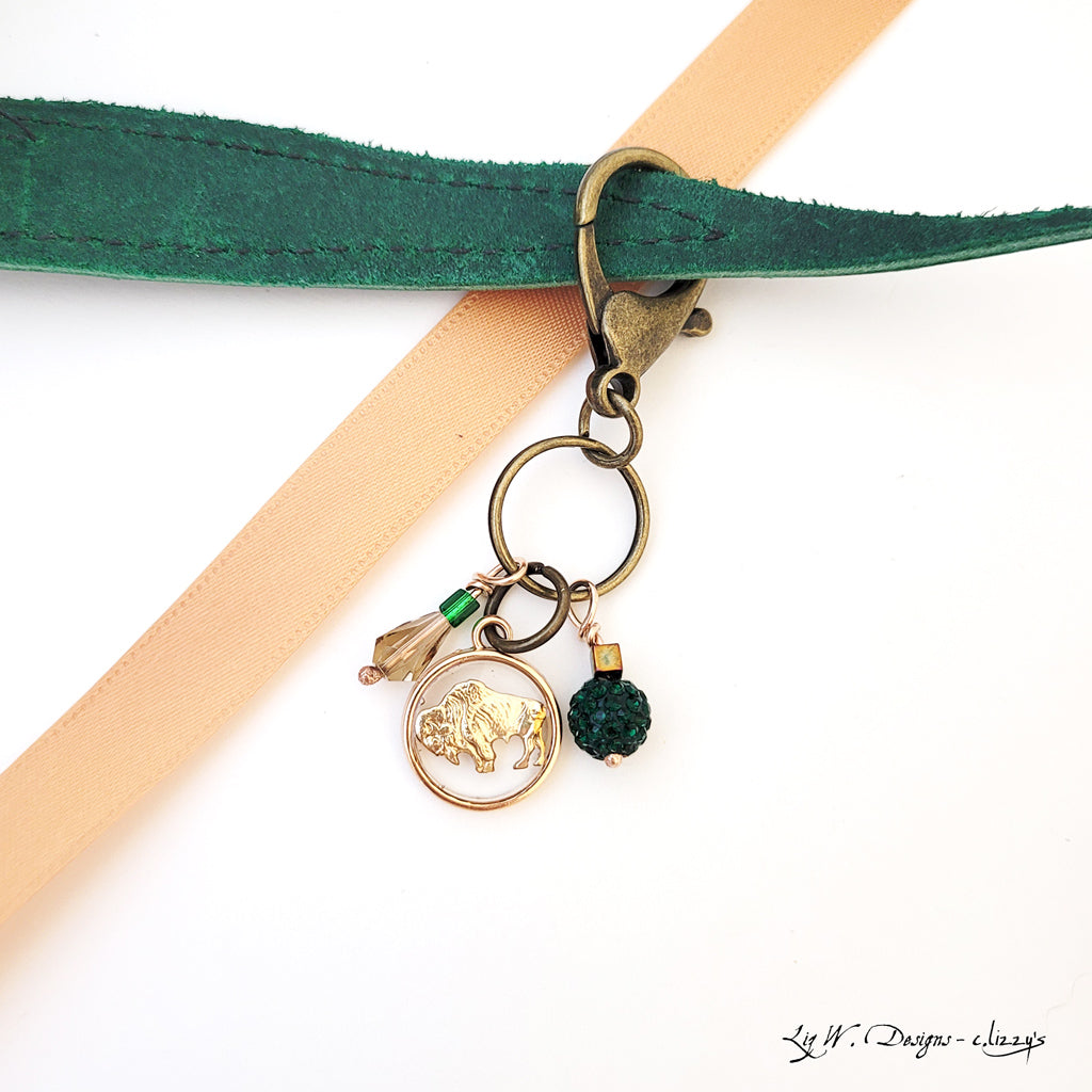 Floating Bison 3 - Handmade Purse Charm-Keychain