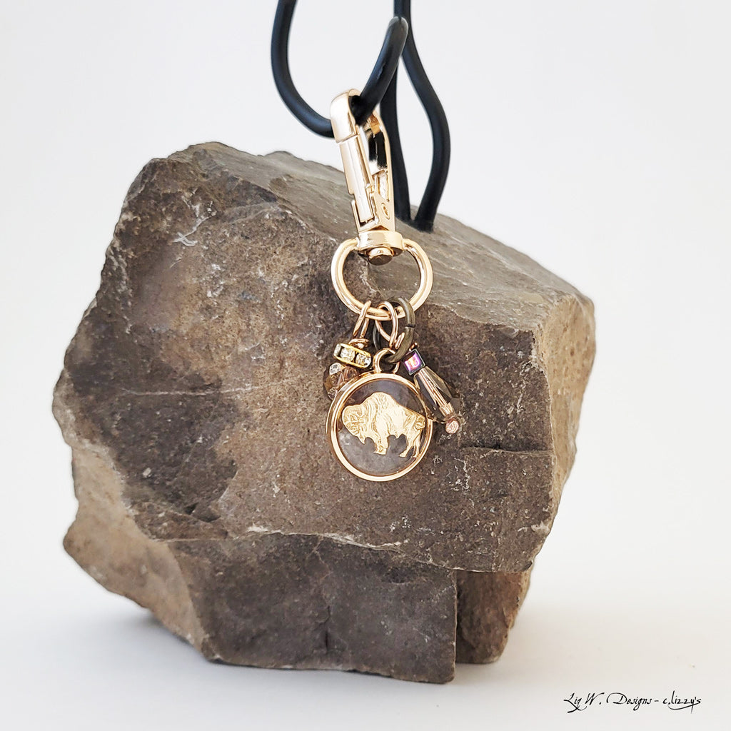 Floating Bison 6 - Handmade Purse Charm-Keychain