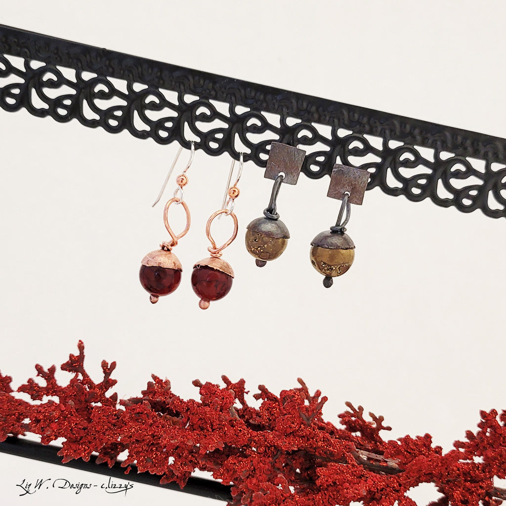 Winter Berries in Red Quartzite - Earrings - December Selection of the Month