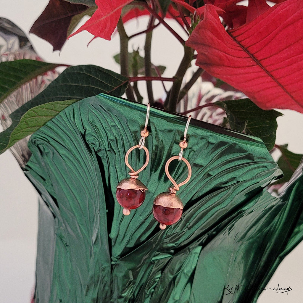 Winter Berries in Red Quartzite - Earrings - December Selection of the Month