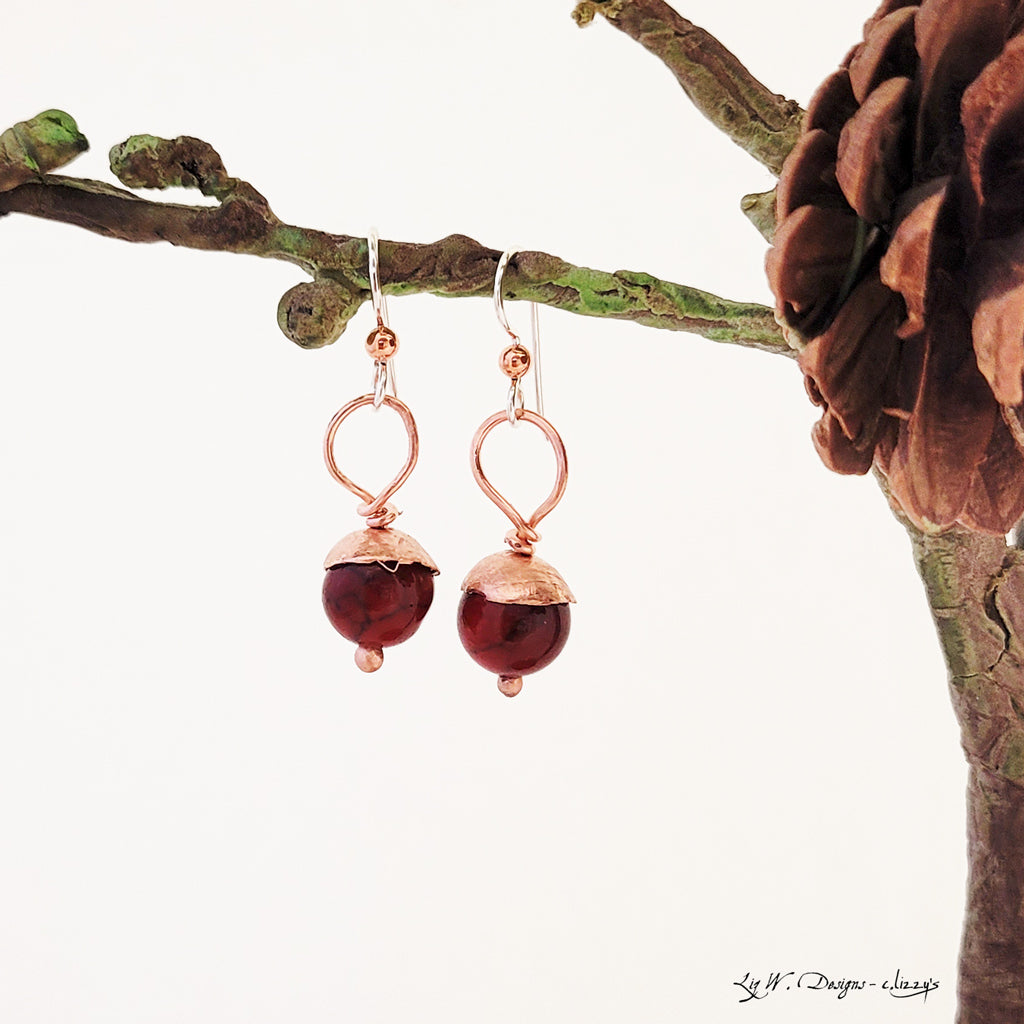 Winter Berries in Red Quartzite - Earrings - December Selection of the Month