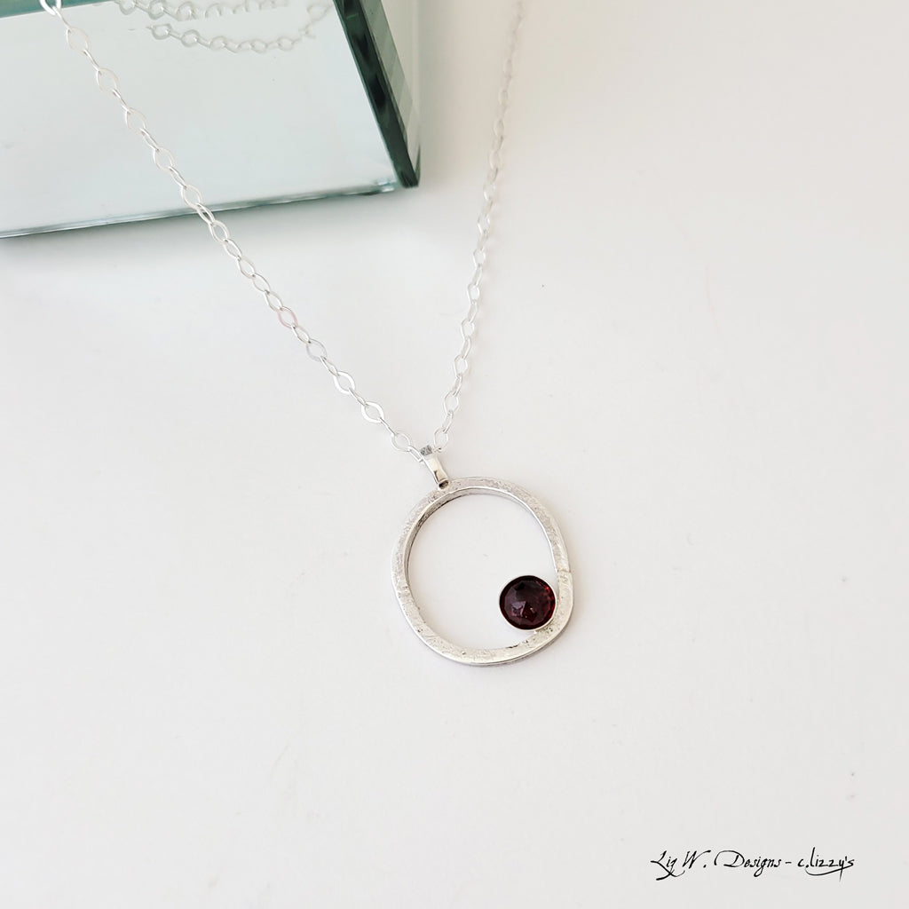 Circle Within with Garnet - Necklace