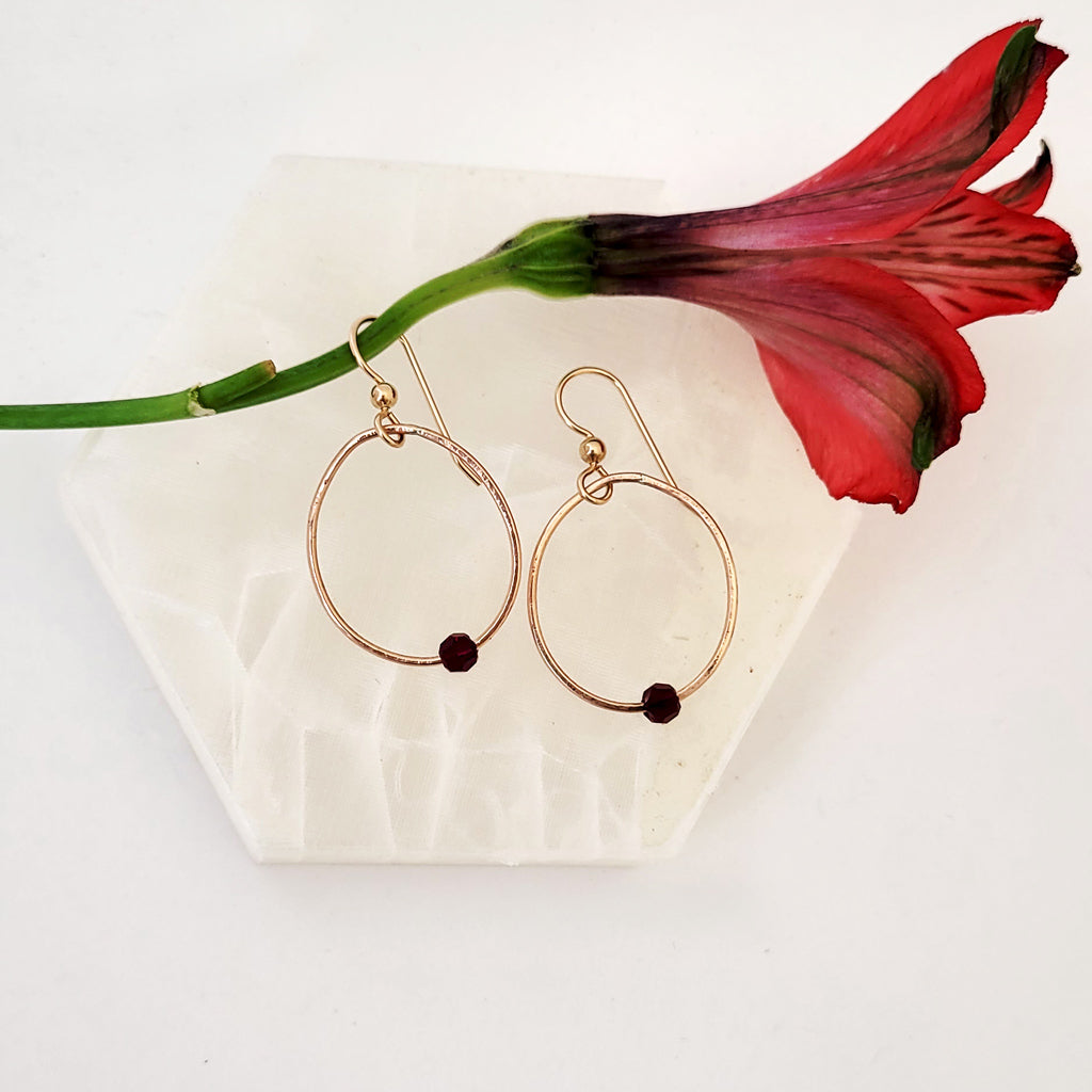 Delicate Color Drop in Red and Bronze - Earrings