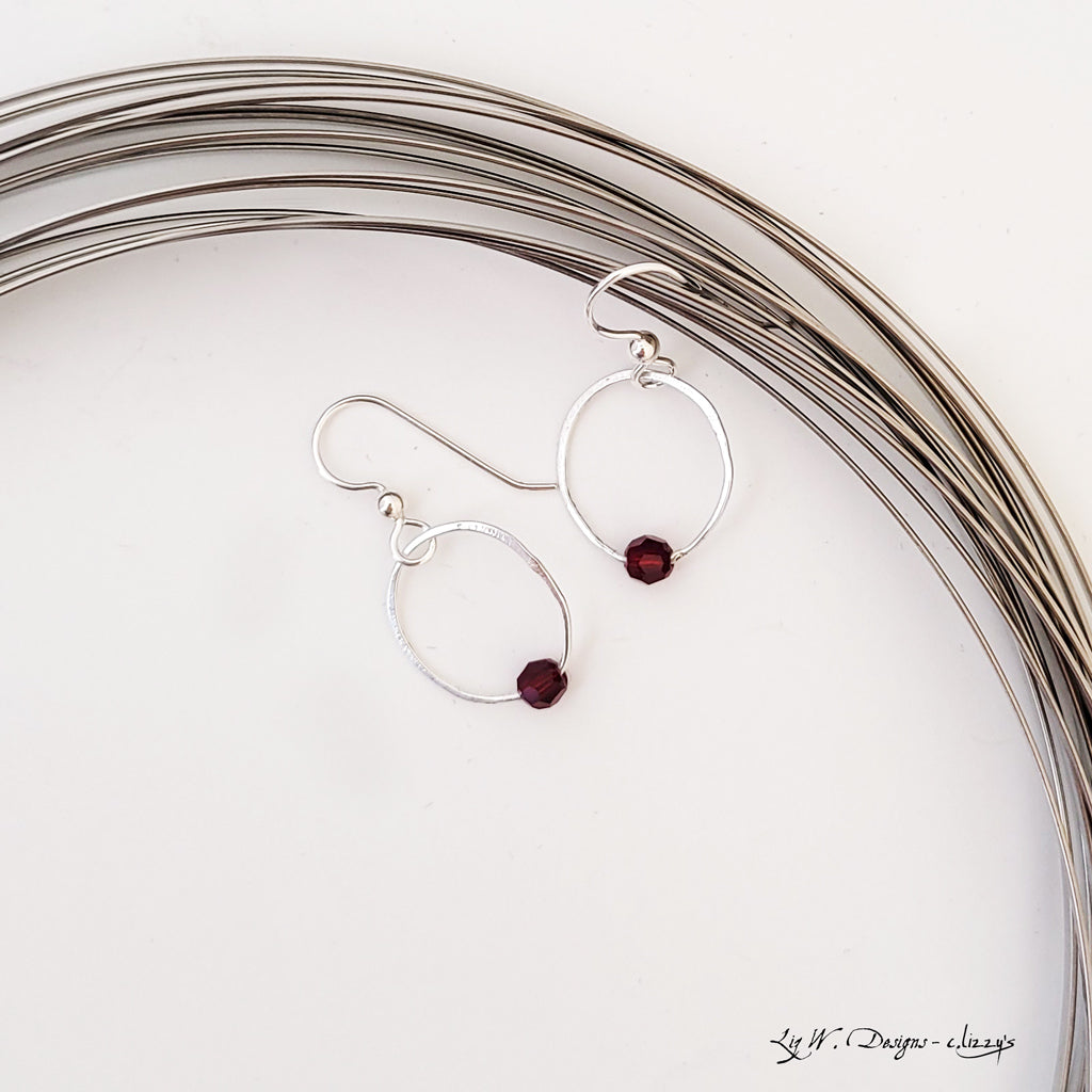 Delicate Color Drop in Red and Sterling - Earrings