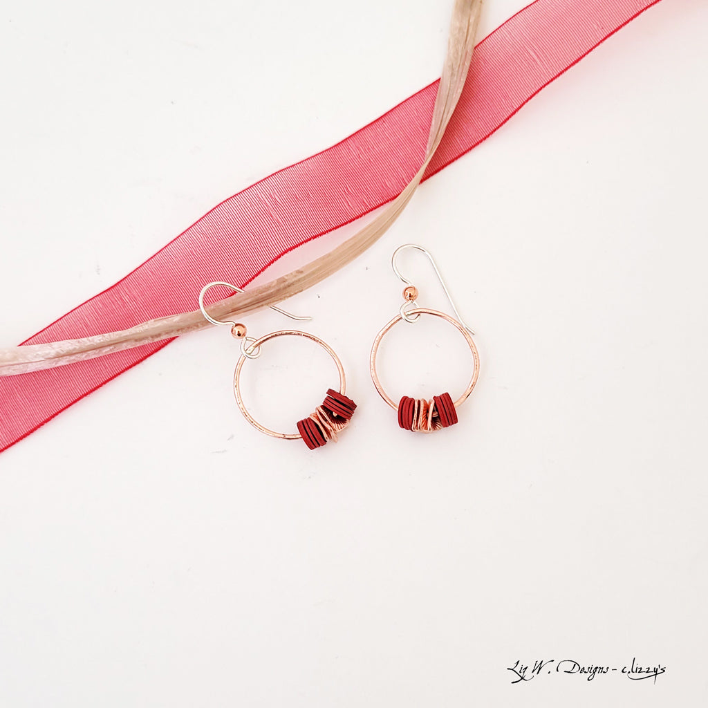 Vinyl Record Stack in Copper - Earrings