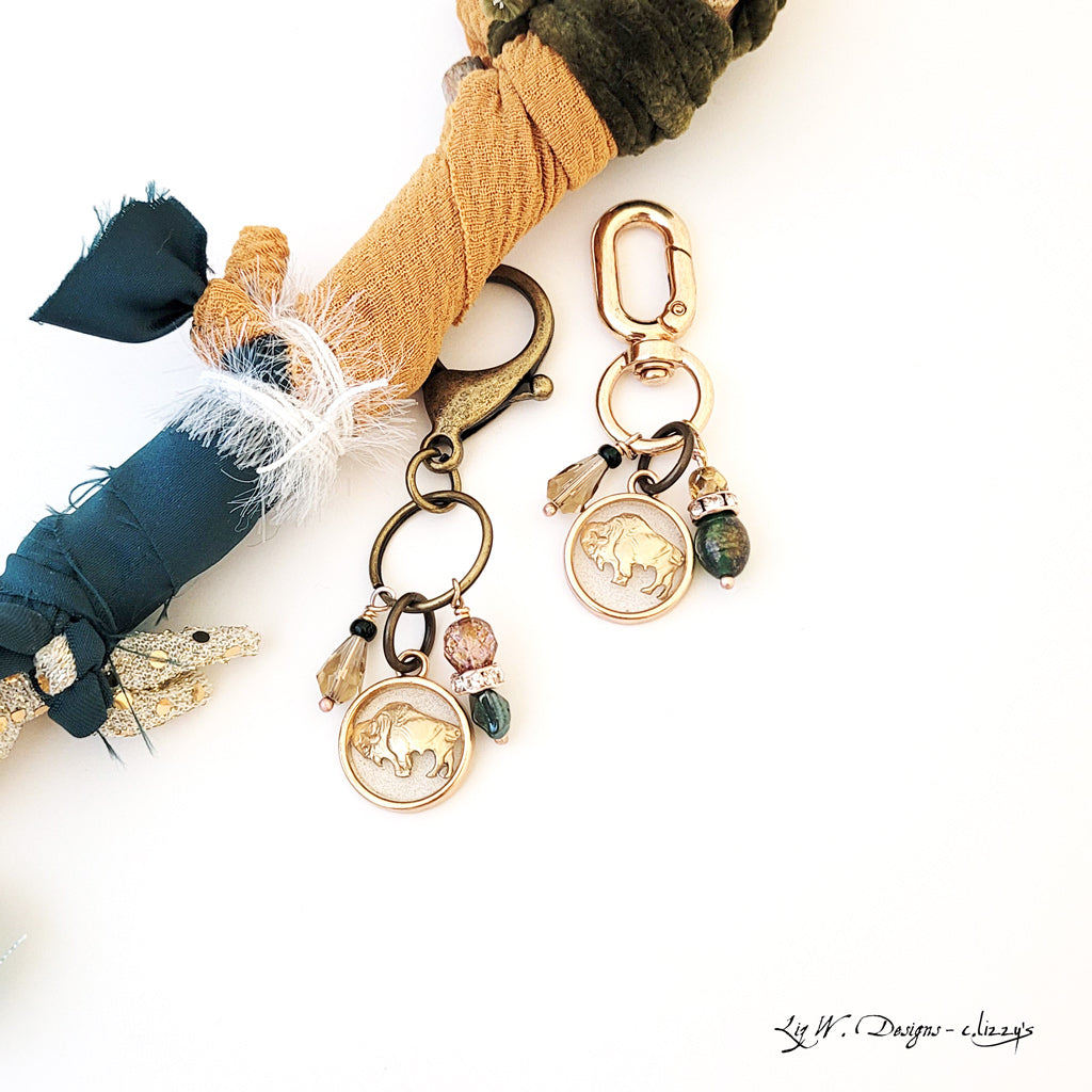 Floating Bison 1 - One of a Kind Purse Charm-Keychain