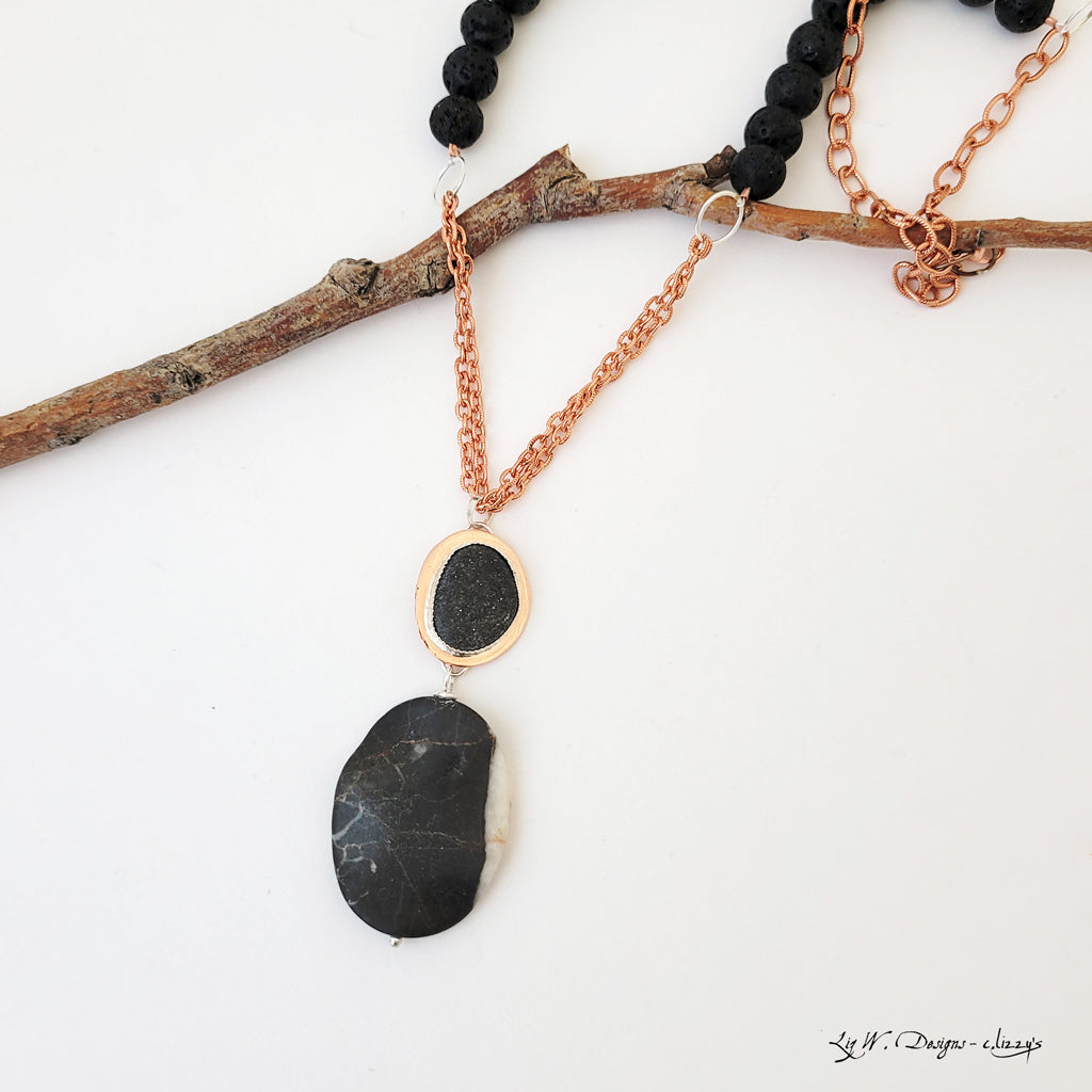 Skipping Stones - One of a Kind Copper Bezel Set Necklace