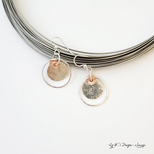 Floating Sterling Discs - Handmade Sterling Silver Earrings