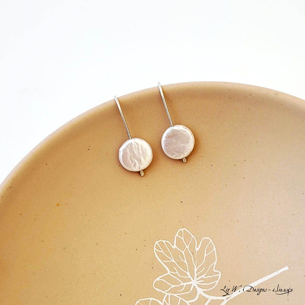 Pearly Pancakes - Handmade Sterling and Freshwater Pearl Earrings