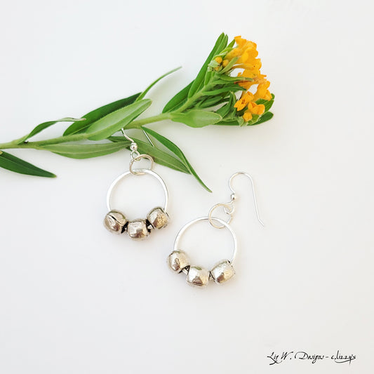 Three Sterling in a Row - Handmade Sterling Silver Earrings