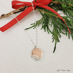 Contemporary Patterned Circle with Sterling Beads - Necklace