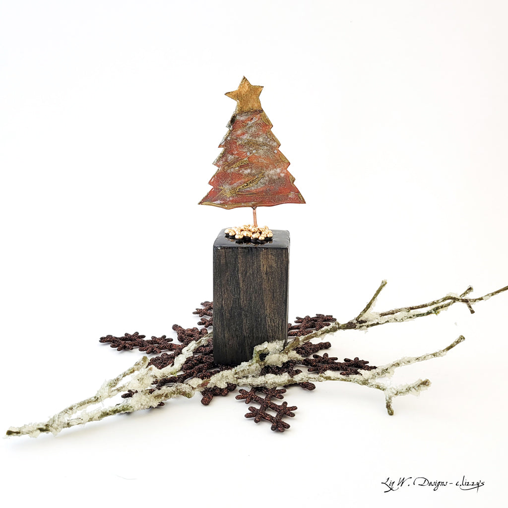 NEW COLOR for 2025!  Merry Mini Tree in Rosy Blush with Metallics - Wood Base