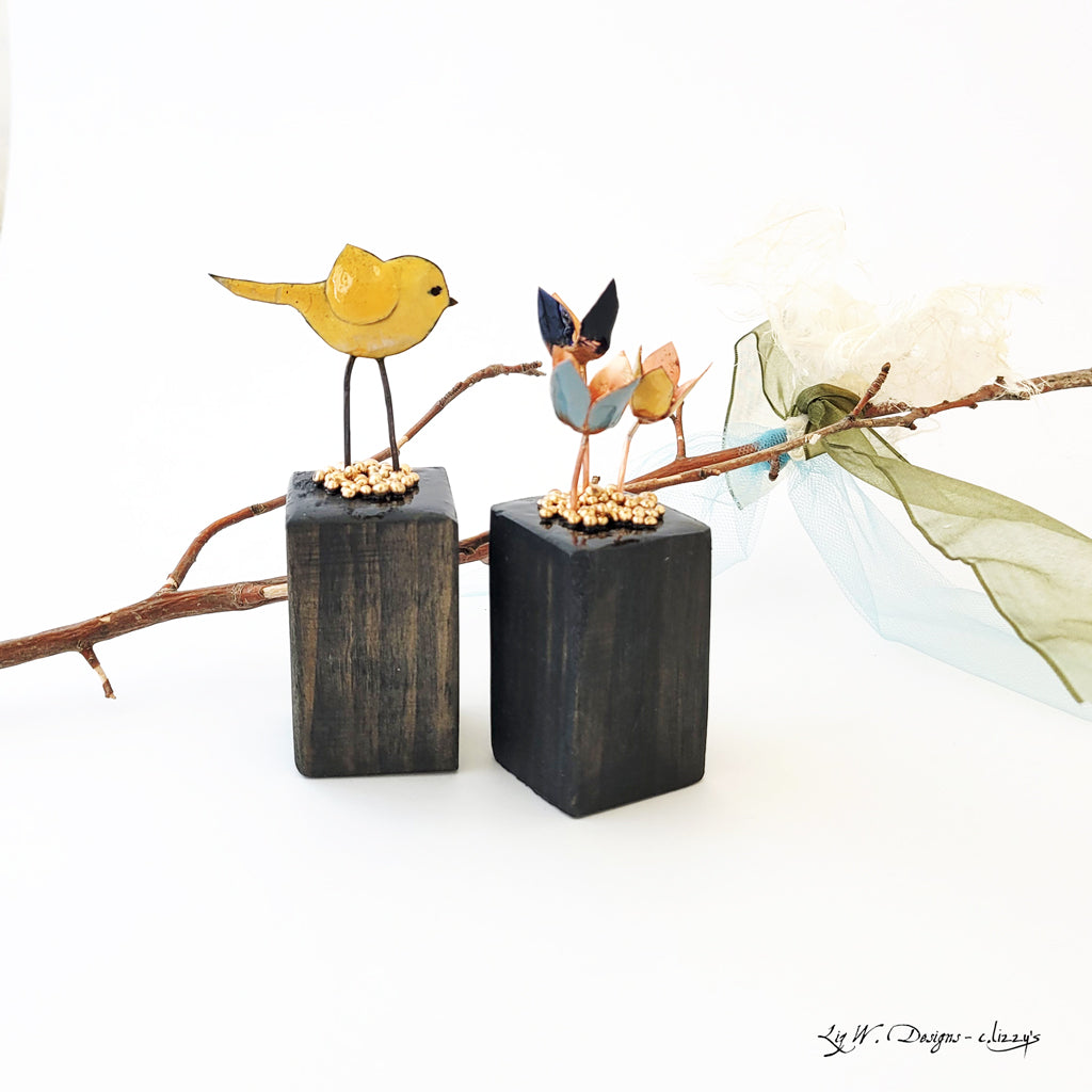 Mini Yellow Birdie - Wood Base