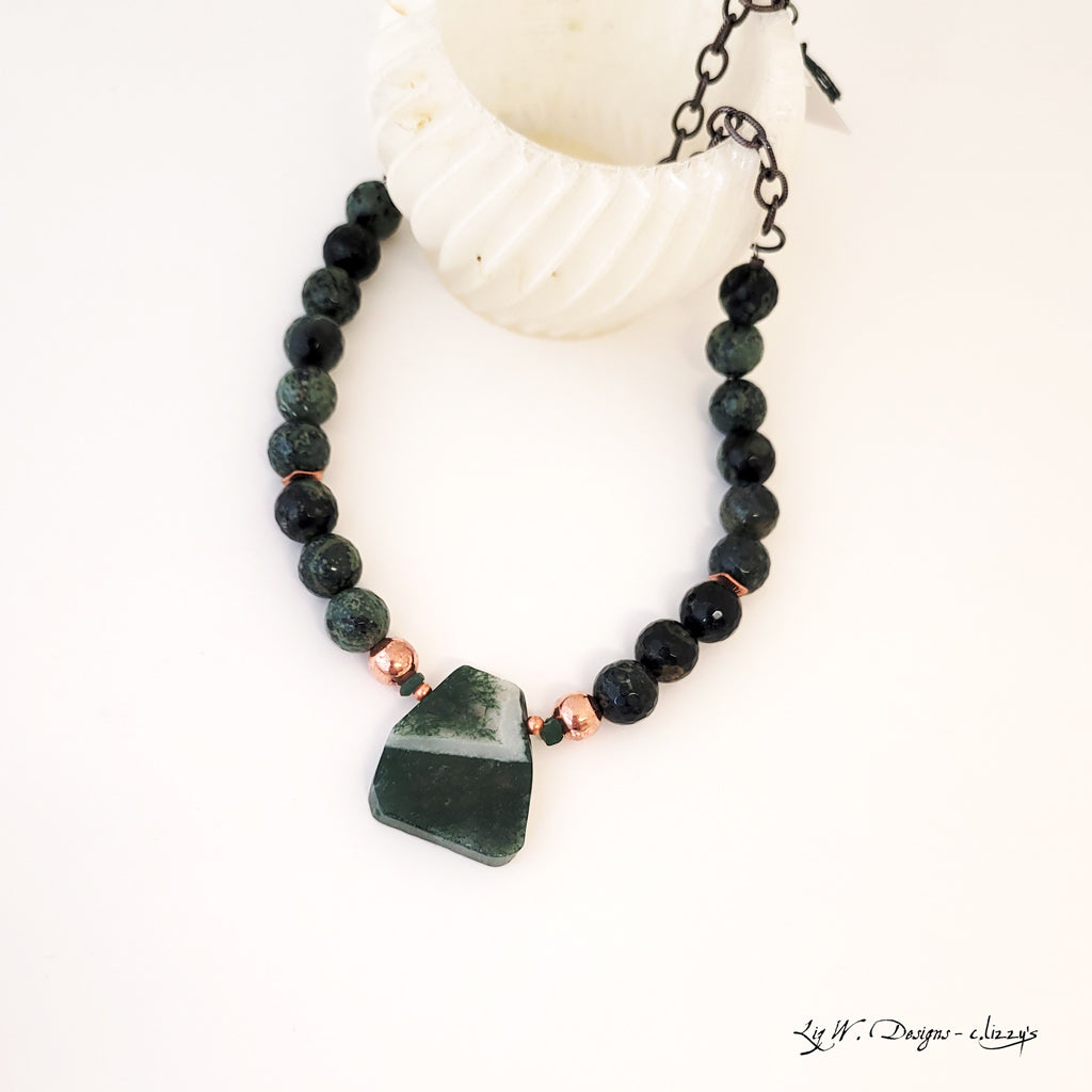 Color Stories in Forest Green I - One of a Kind Beaded Necklace