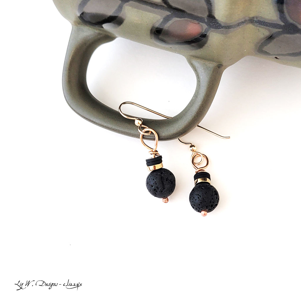 Lava Gold Drops - Handmade Earrings