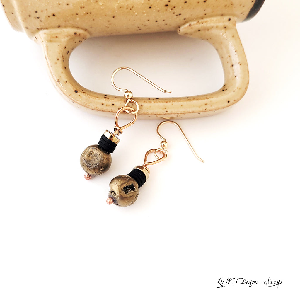 Olive Druzy Drops - Handmade Earrings
