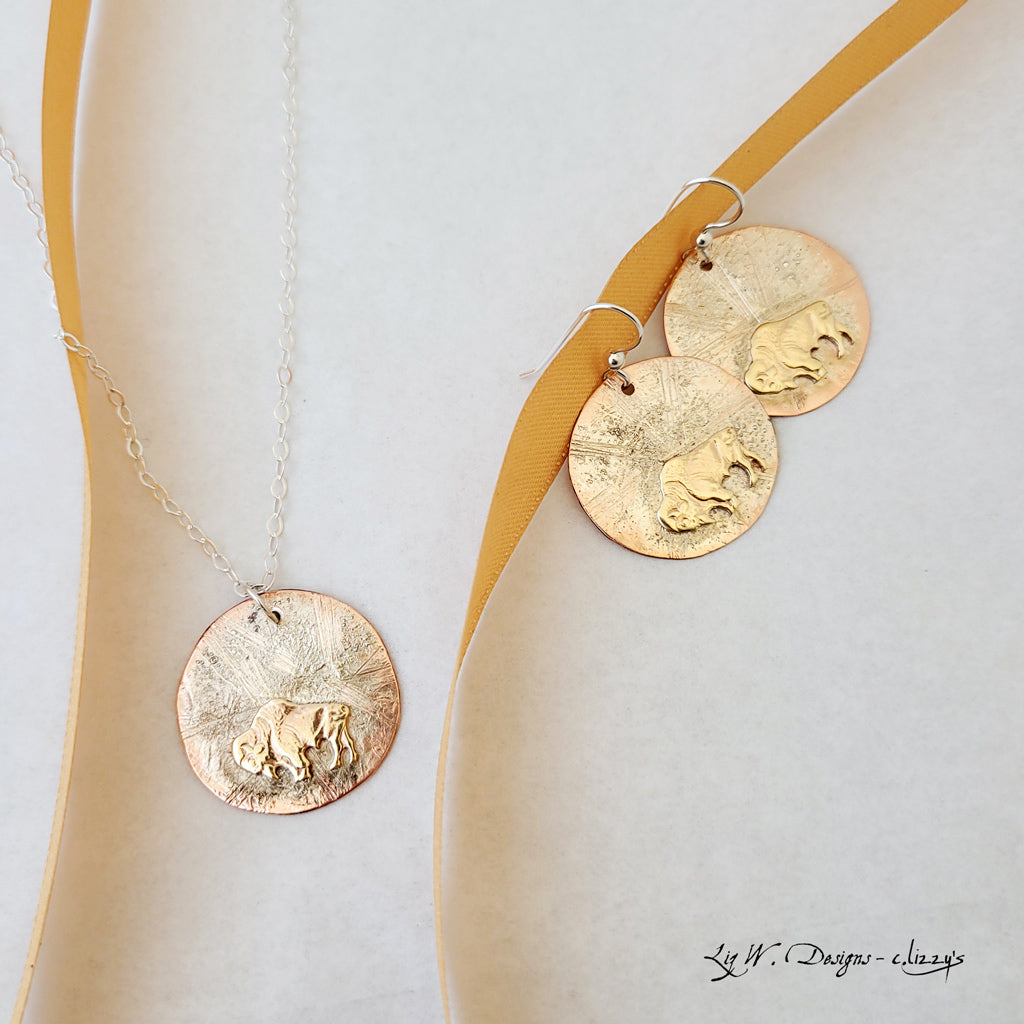 Bison on Nature's Layers - Necklace