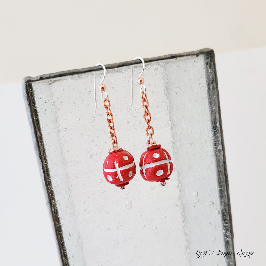 Red and White Delight - Earrings